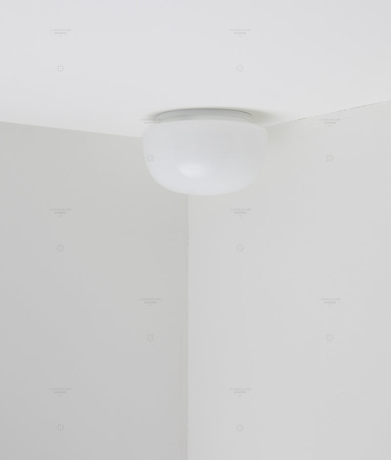 Plafonnier "Circulations", "champignon", opaline satinée - La Quincaillerie moderne