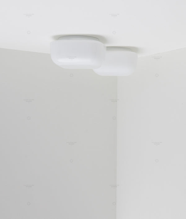 Applique / plafonnier "Circulations", carré, petit modèle, opaline satinée