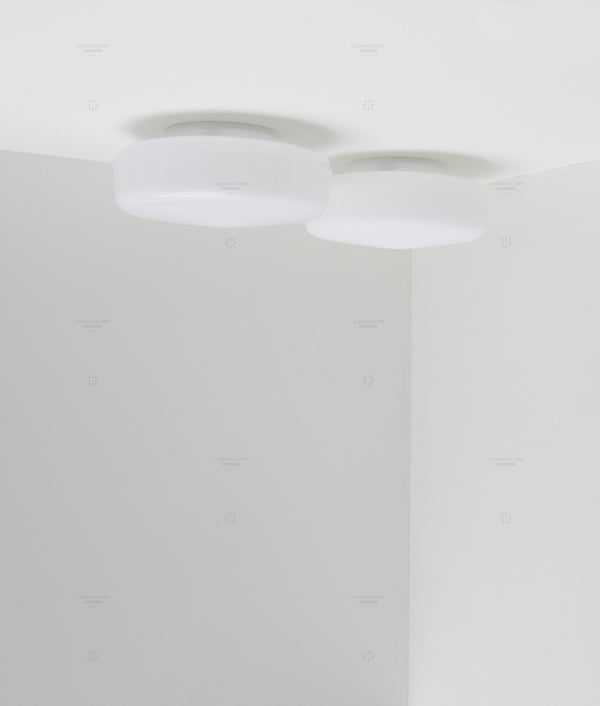 Plafonnier "Circulations", circulaire, grand modèle, opaline satinée et mate - La Quincaillerie moderne