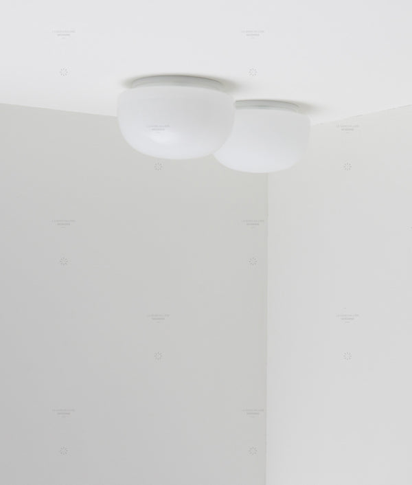 Plafonnier "Circulations", "champignon", opaline mate  et satinée - La Quincaillerie moderne