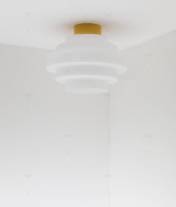 La Quincaillerie moderne - Plafonnier "En cascade", jaune tournesol opaline blanche