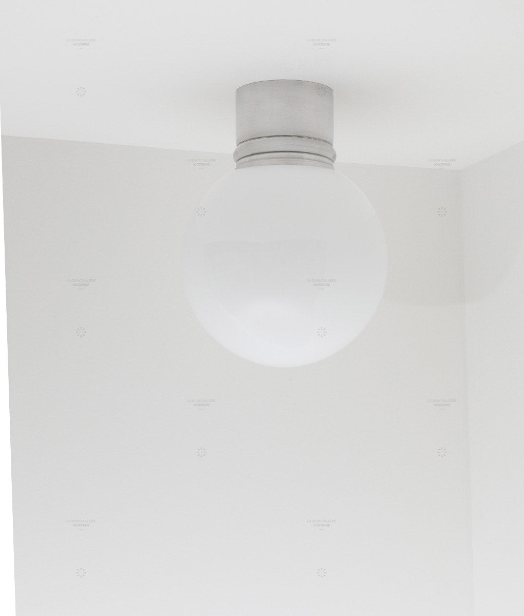 La Quincaillerie moderne - Applique / plafonnier "Odyssee", aluminium brossé, opaline blanche
