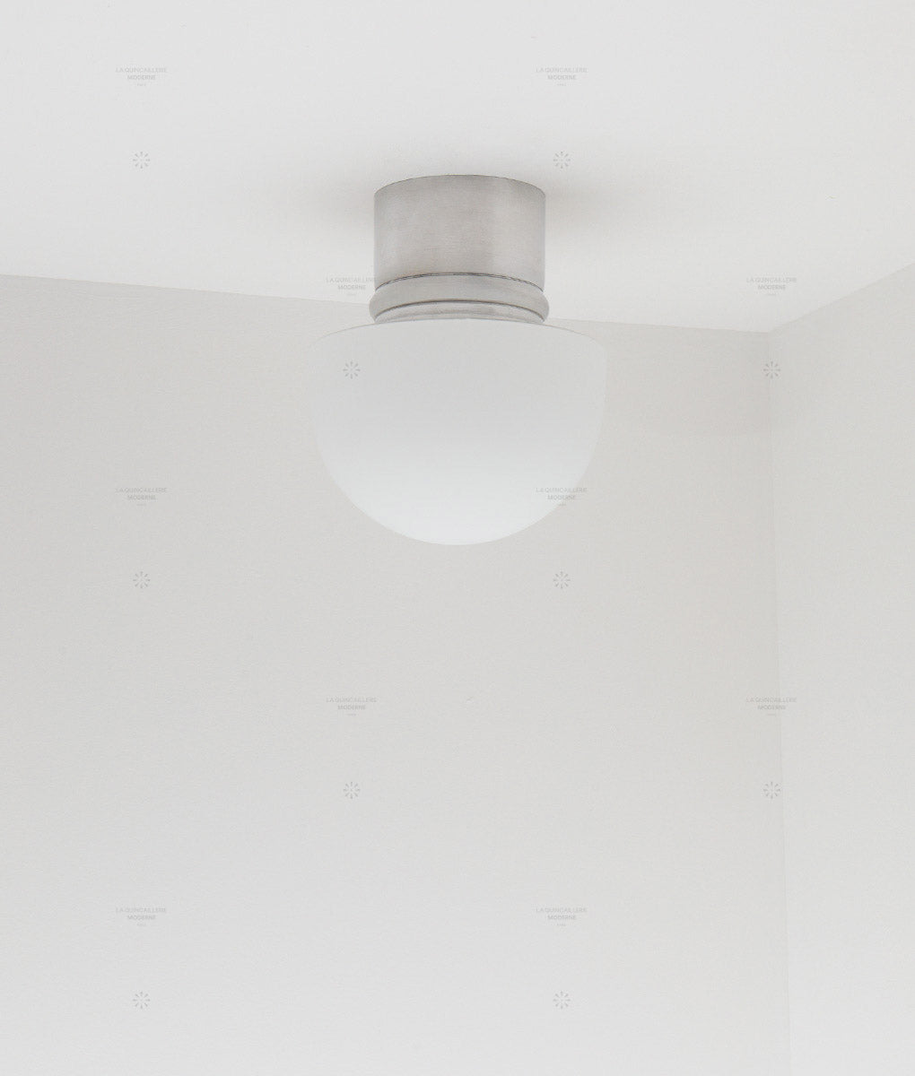 La Quincaillerie moderne - Applique / plafonnier "Odyssee", aluminium brossé, opaline blanche