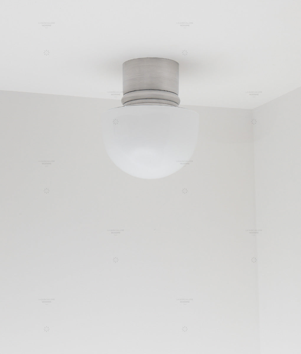 La Quincaillerie moderne - Applique / plafonnier "Odyssee", aluminium brossé, opaline blanche