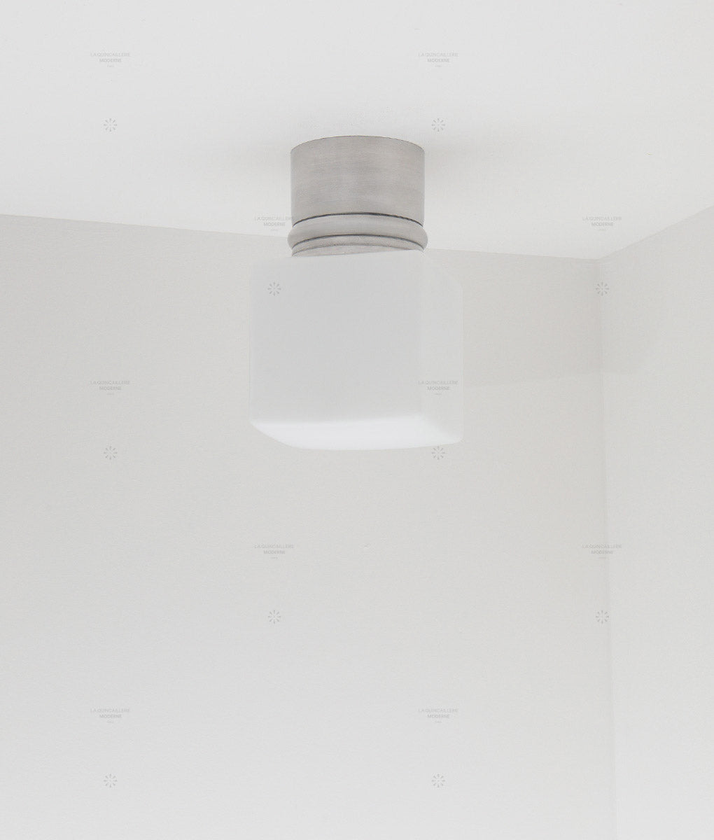 La Quincaillerie moderne - Applique / plafonnier "Odyssee", aluminium brossé, opaline blanche