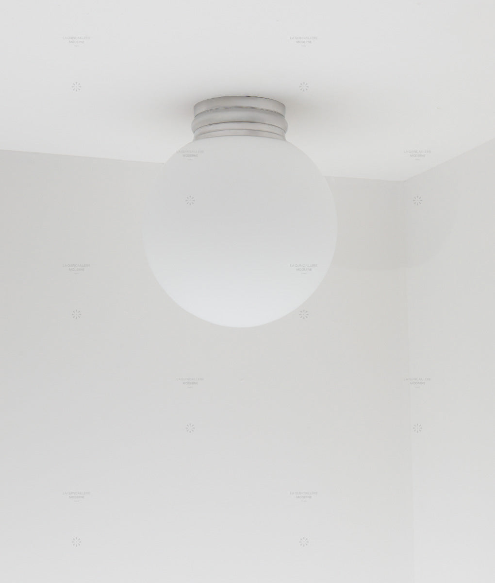 La Quincaillerie moderne - Applique / plafonnier "Odyssee", aluminium brossé, opaline blanche