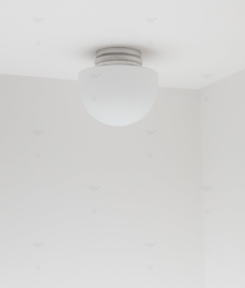La Quincaillerie moderne - Applique / plafonnier "Odyssee", aluminium brossé, opaline blanche