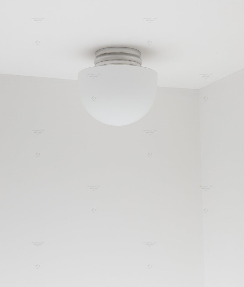 La Quincaillerie moderne - Applique / plafonnier "Odyssee", aluminium brossé, opaline blanche