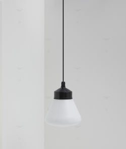 La Quincaillerie moderne - Suspension "Bauhaus", noir opaline blanche