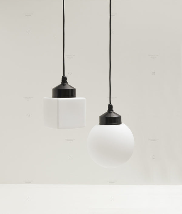 La Quincaillerie moderne - Suspension "Bauhaus" Verrerie opaline mate