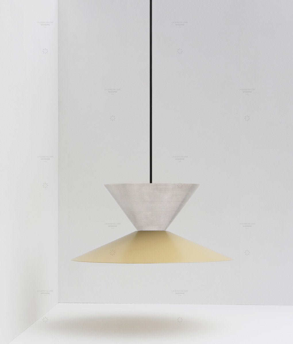 La Quincaillerie moderne- Suspension "Belle de nuit" double en aluminium brossé et peint
