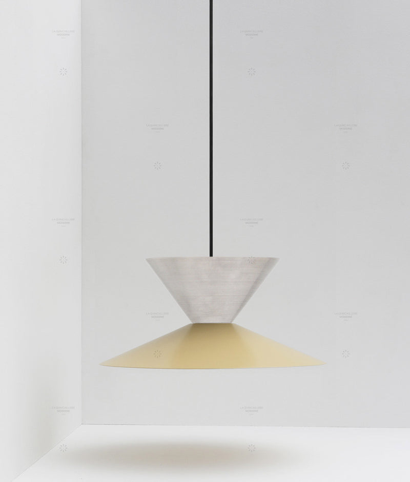 La Quincaillerie moderne- Suspension "Belle de nuit" double en aluminium brossé et peint