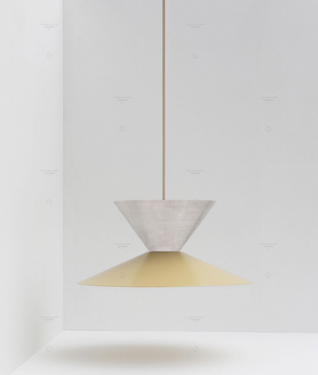 La Quincaillerie moderne- Suspension "Belle de nuit" double en aluminium brossé et peint