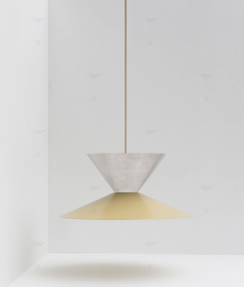 La Quincaillerie moderne- Suspension "Belle de nuit" double en aluminium brossé et peint