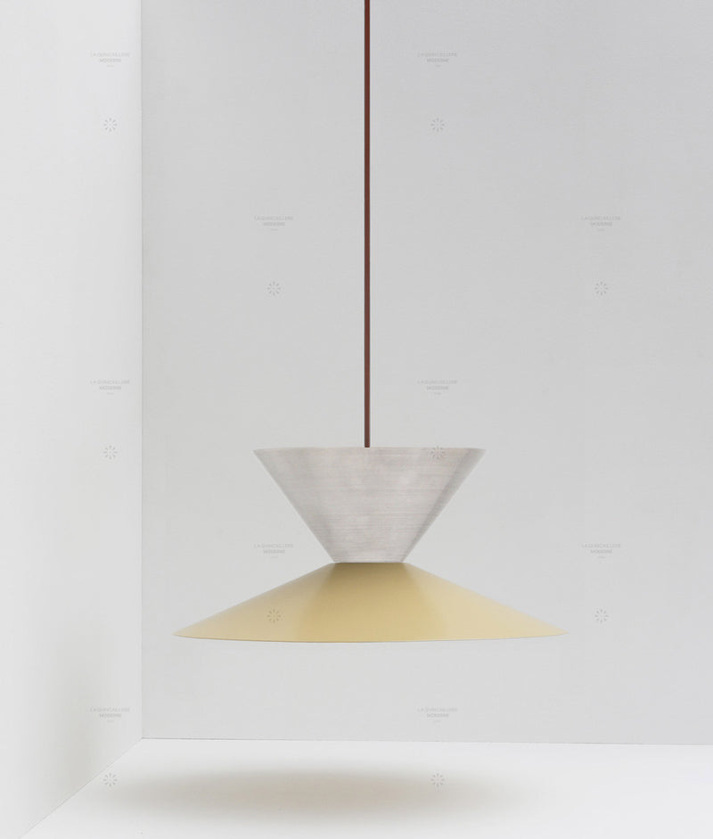 La Quincaillerie moderne- Suspension "Belle de nuit" double en aluminium brossé et peint