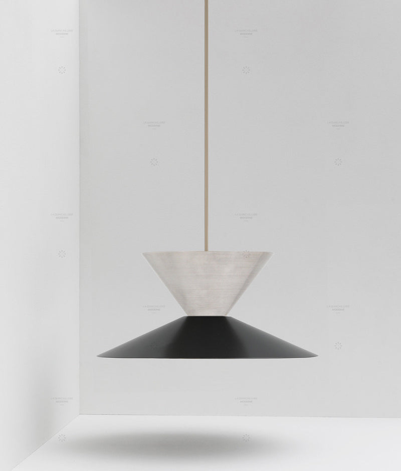 La Quincaillerie moderne- Suspension "Belle de nuit" double en aluminium brossé et peint