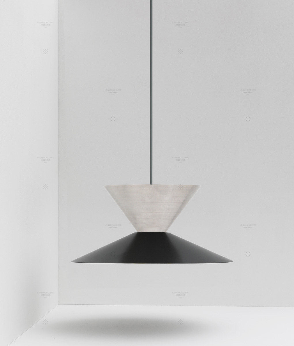 La Quincaillerie moderne- Suspension "Belle de nuit" double en aluminium brossé et peint