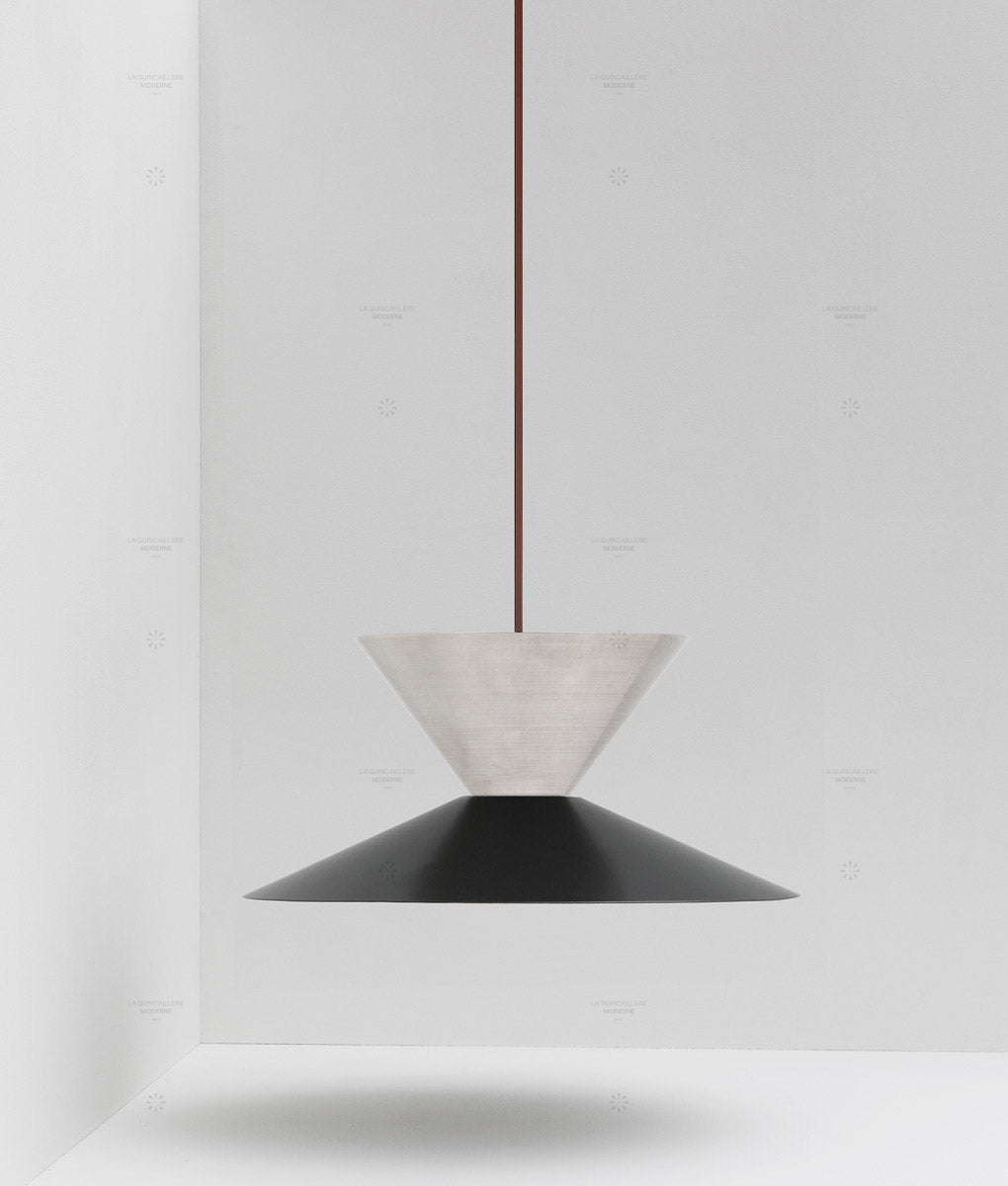 La Quincaillerie moderne- Suspension "Belle de nuit" double en aluminium brossé et peint