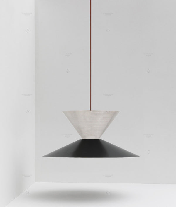 La Quincaillerie moderne- Suspension "Belle de nuit" double en aluminium brossé et peint