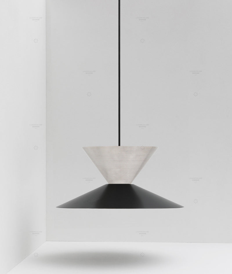 La Quincaillerie moderne- Suspension "Belle de nuit" double en aluminium brossé et peint
