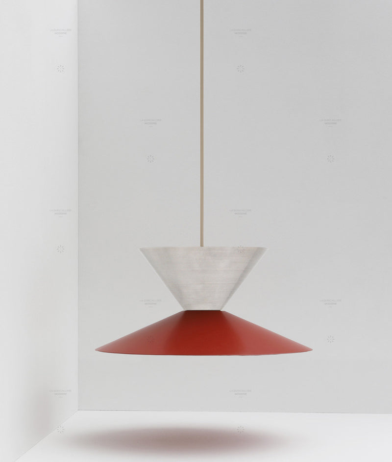 La Quincaillerie moderne- Suspension "Belle de nuit" double en aluminium brossé et peint