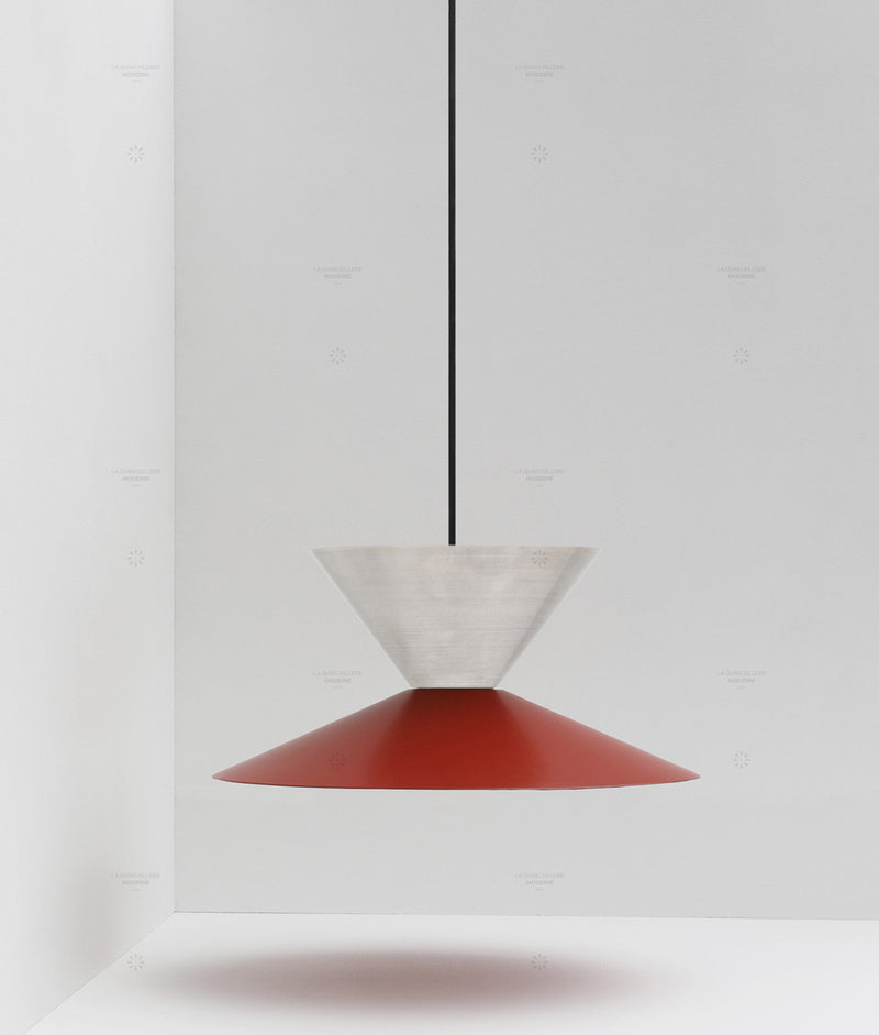 La Quincaillerie moderne- Suspension "Belle de nuit" double en aluminium brossé et peint