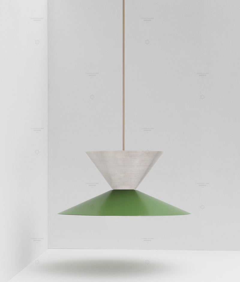 La Quincaillerie moderne- Suspension "Belle de nuit" double en aluminium brossé et peint