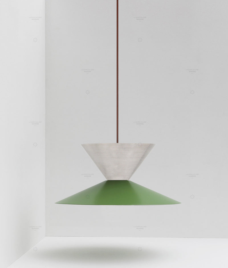 La Quincaillerie moderne- Suspension "Belle de nuit" double en aluminium brossé et peint