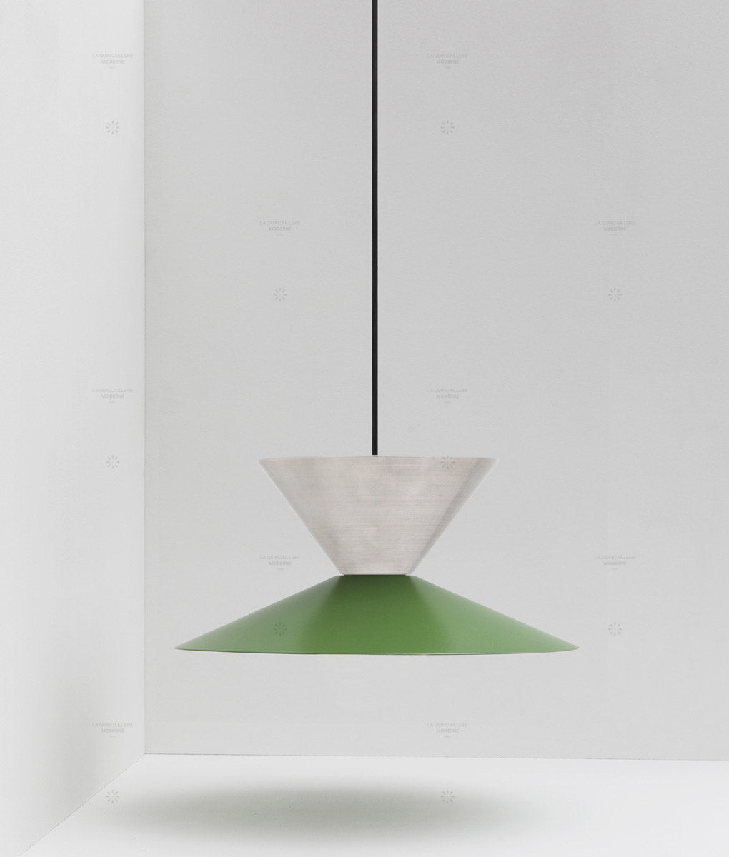 La Quincaillerie moderne- Suspension "Belle de nuit" double en aluminium brossé et peint