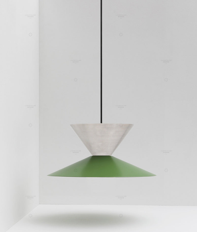 La Quincaillerie moderne- Suspension "Belle de nuit" double en aluminium brossé et peint