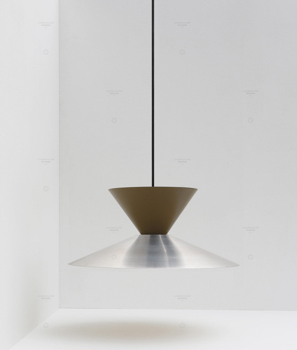 La Quincaillerie moderne- Suspension "Belle de nuit" double en aluminium brossé et peint