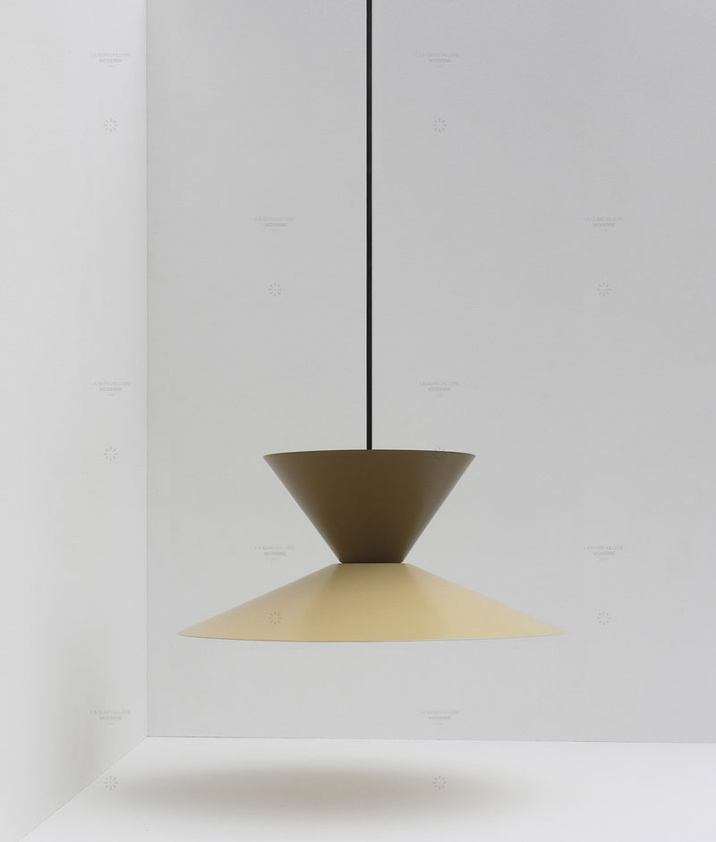 Suspension double "Belle de nuit", brun mordoré et beige, câble noir - La Quincaillerie moderne