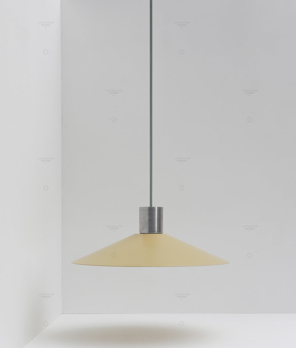 La Quincaillerie moderne - Suspension évasée "Belle de nuit", grand modèle, aluminium brossé et crème