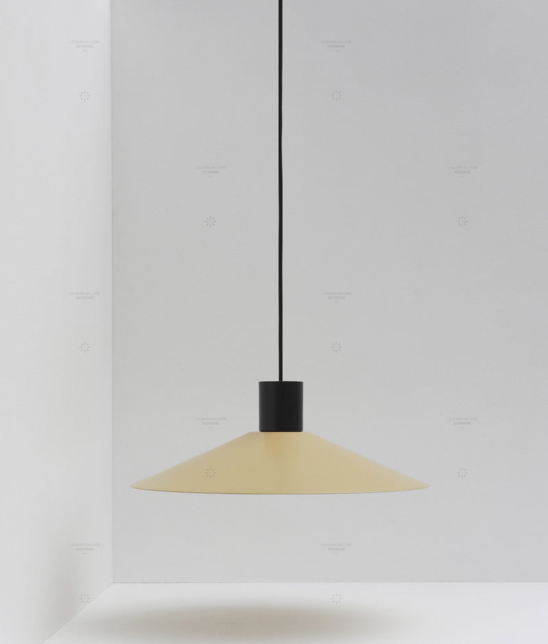Suspension évasée "Belle de nuit", grand modèle, beige et noir, câble noir - La Quincaillerie moderne