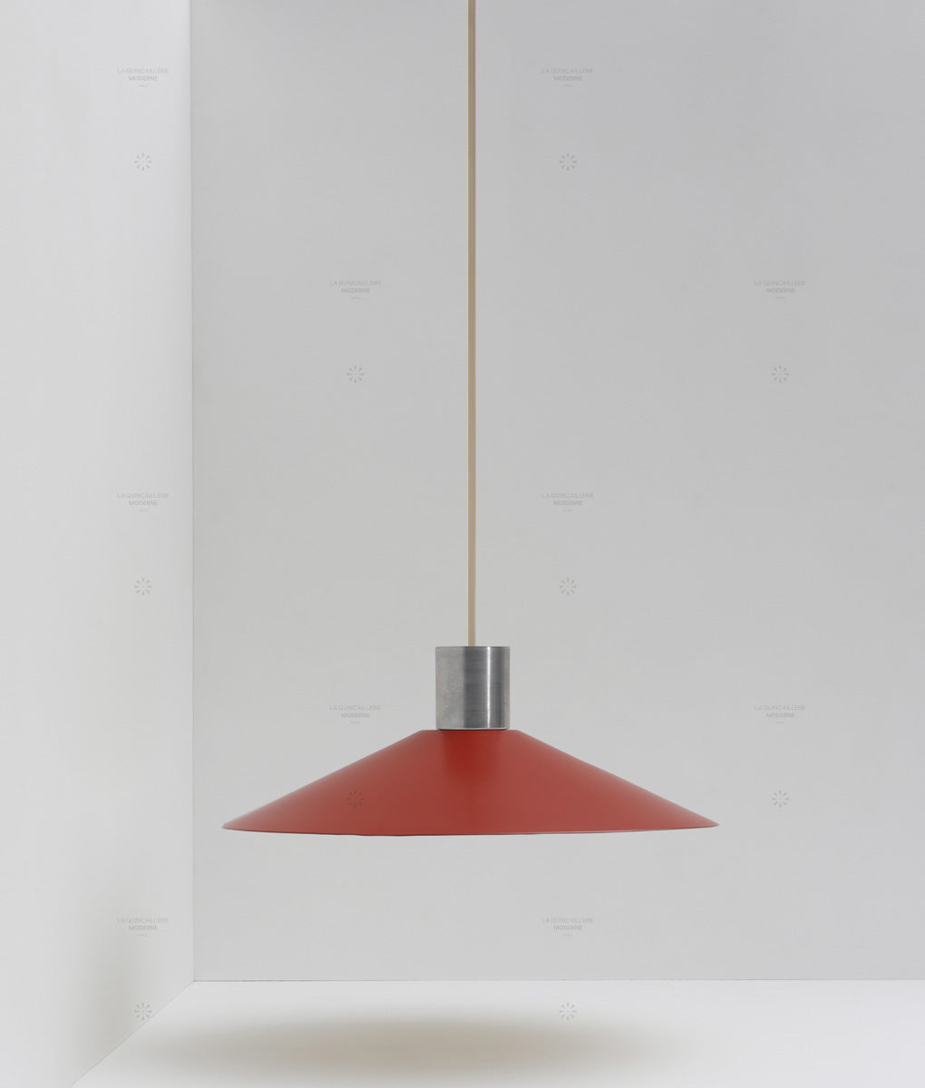 Suspension Gandelin Rouge Laqué - Métal Aluminium - Design Industriel Vintage