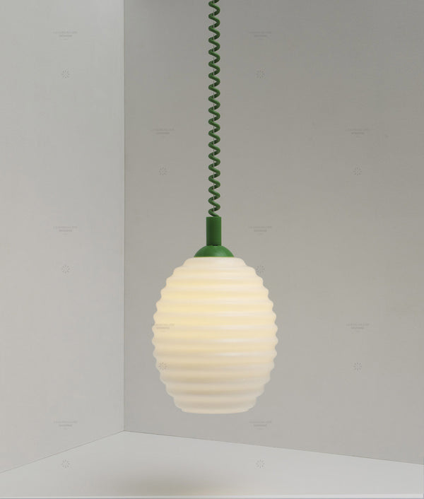 Suspension monte et baisse "Coup de fil", modèle III, câble vert vif - Allumée