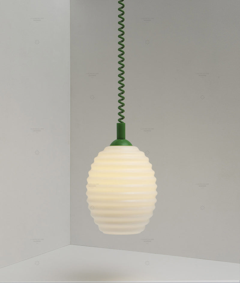 Suspension monte et baisse "Coup de fil", modèle III, câble vert vif - Allumée