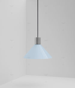 Suspension "Délices", abat-jour en opaline satinée bleu pâle, grand modèle