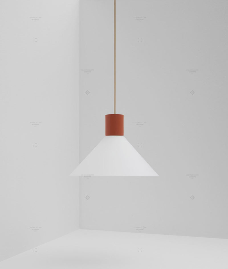 Suspension "Délices", abat-jour en opaline blanche mate, grand modèle