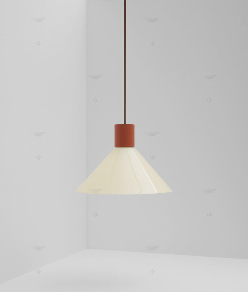 Suspension "Délices", abat-jour en opaline satinée crème, grand modèle