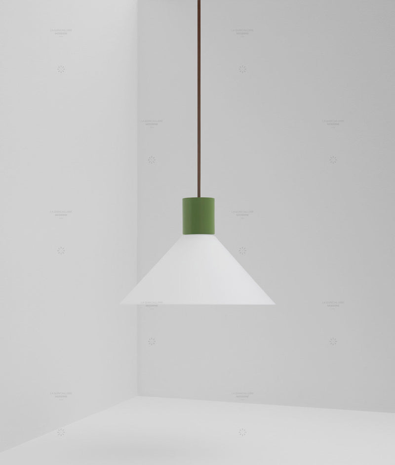 Suspension "Délices", abat-jour en opaline blanche mate, grand modèle