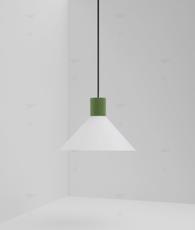 Suspension "Délices", abat-jour en opaline blanche mate, grand modèle