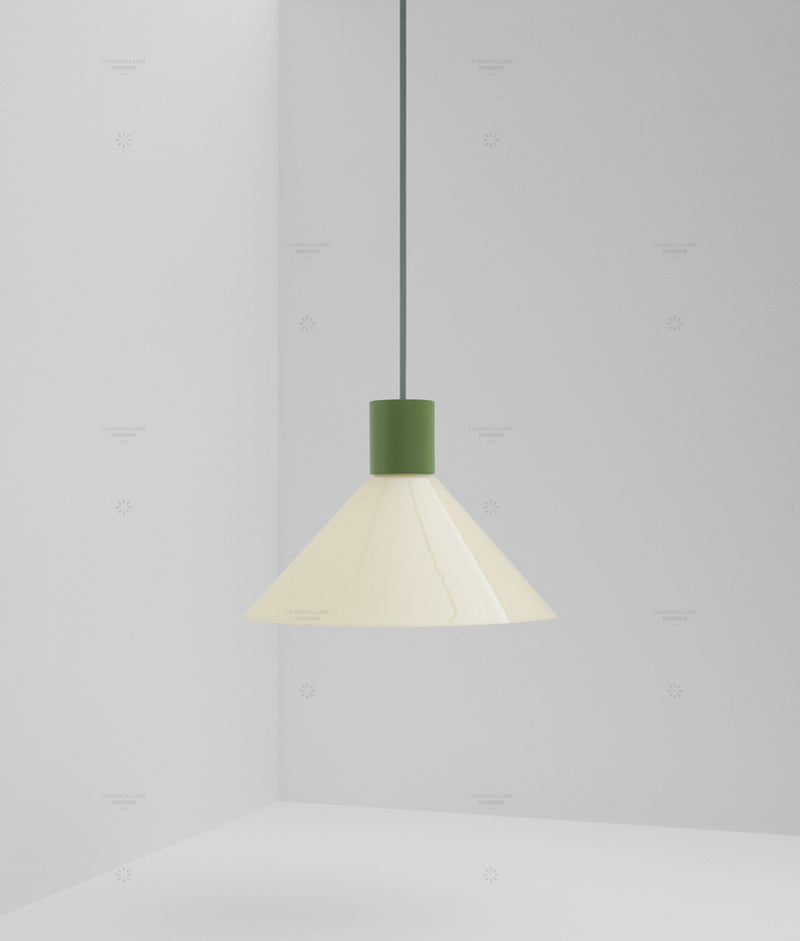 Suspension "Délices", abat-jour en opaline satinée crème, grand modèle