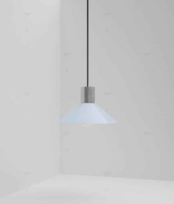 Suspension "Délices", abat-jour en opaline satinée bleu pâle, petit modèle