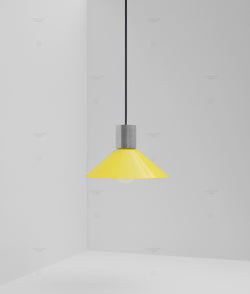 Suspension "Délices", abat-jour en opaline satinée jaune, petit modèle
