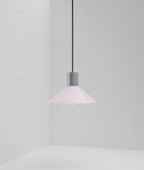 Suspension "Délices", abat-jour en opaline satinée rose pâle, petit modèle