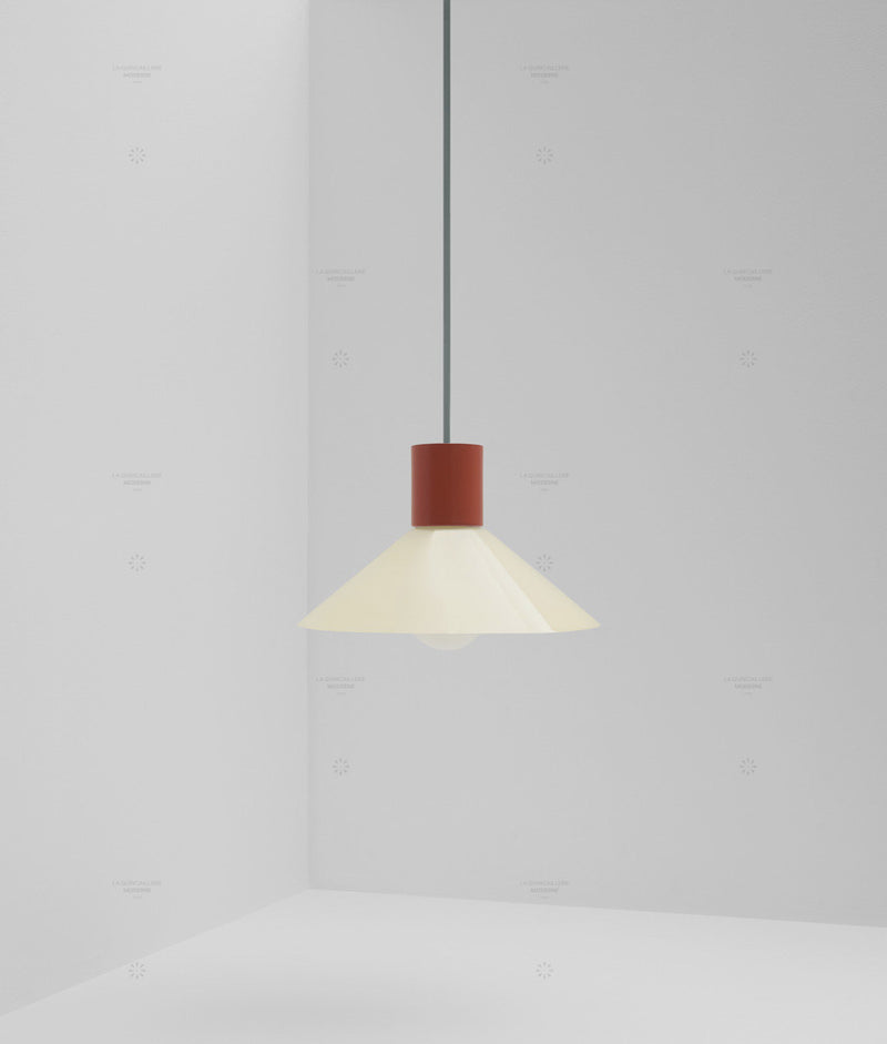 Suspension "Délices", abat-jour en opaline satinée crème, petit modèle