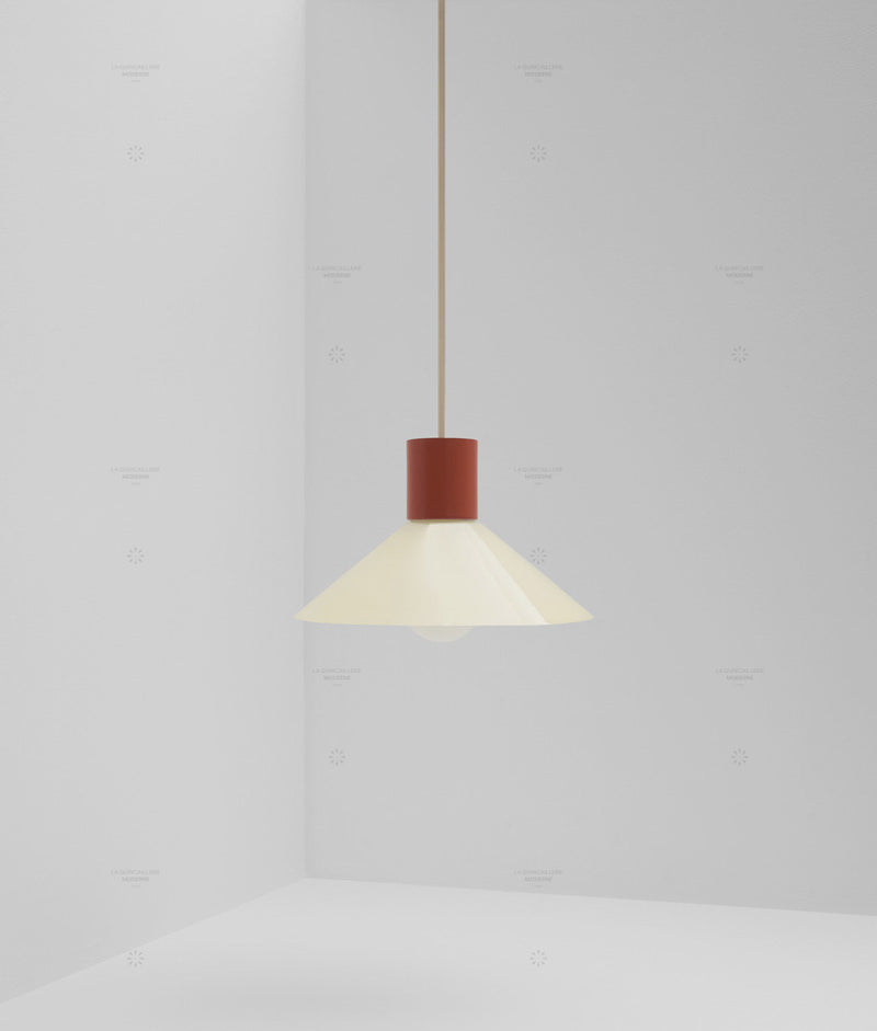Suspension "Délices", abat-jour en opaline satinée crème, petit modèle