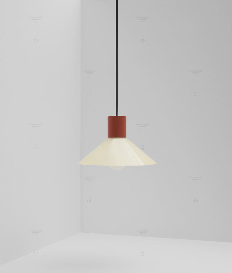 Suspension "Délices", abat-jour en opaline satinée crème, petit modèle