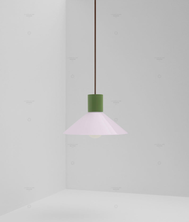 Suspension "Délices", abat-jour en opaline satinée rose pâle, petit modèle